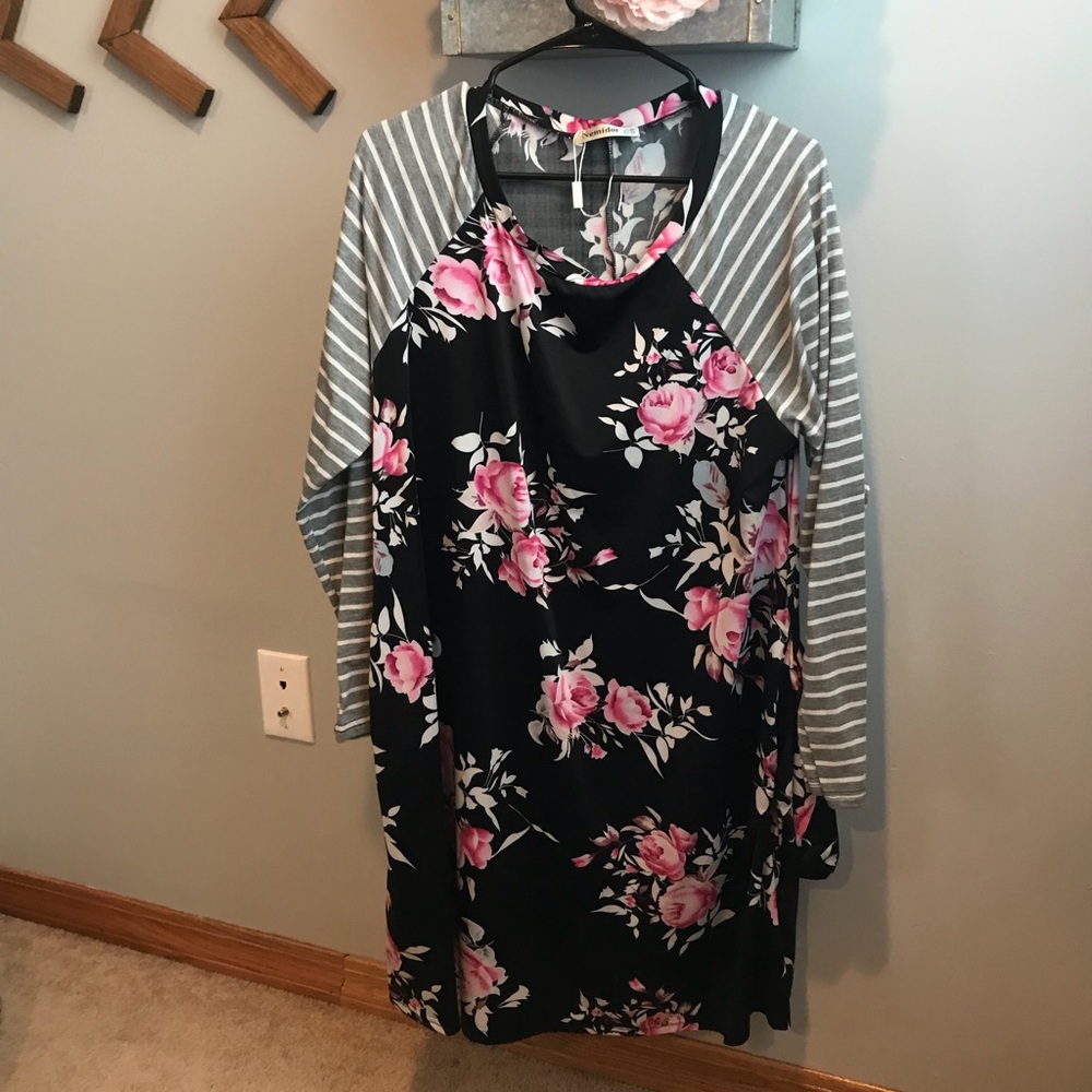 Floral striped dress, size 20, plus size